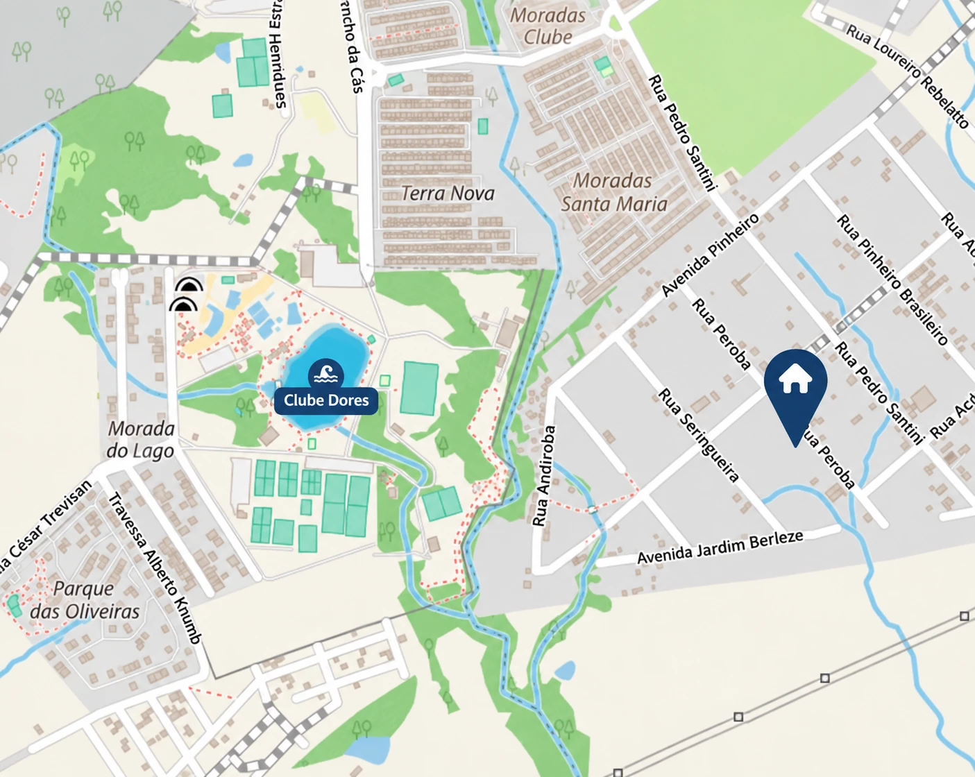 Mapa aproximado do imóvel próximo ao Clube Dores